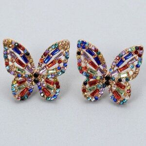 Elegant  Multicolor Stud Butterfly shaped Earrings for women